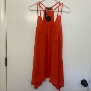 Naked Zebra Orange Lightweight Silk Cotton Boho Camisole Size Small NWT Summer